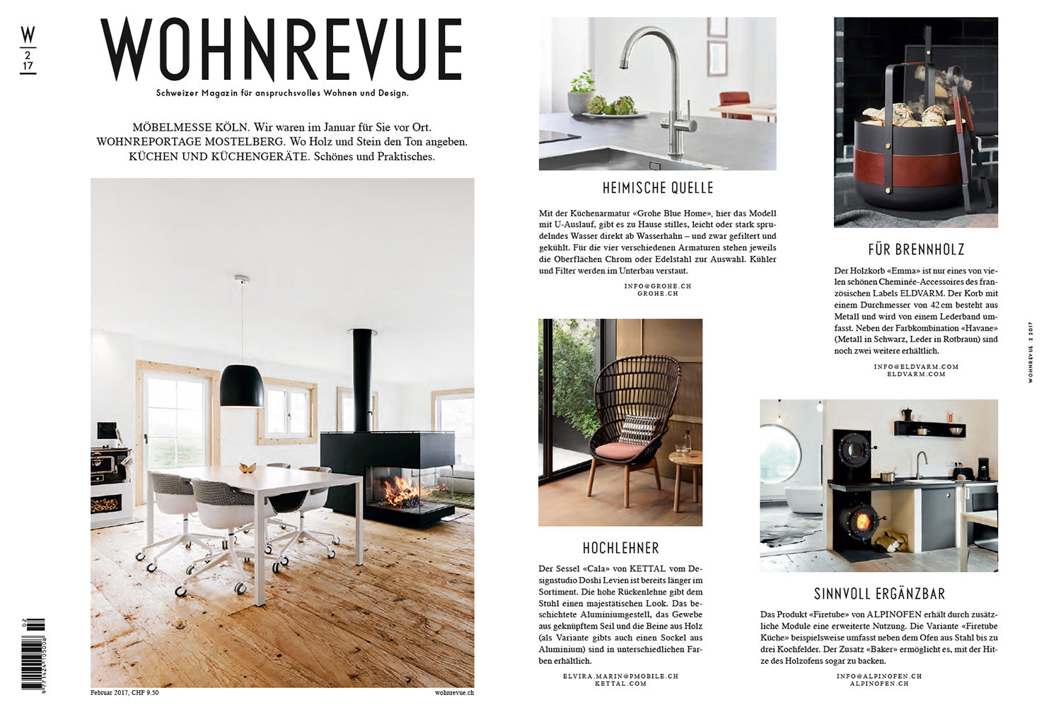 Wohnrevue magazine feature on Eldvarm