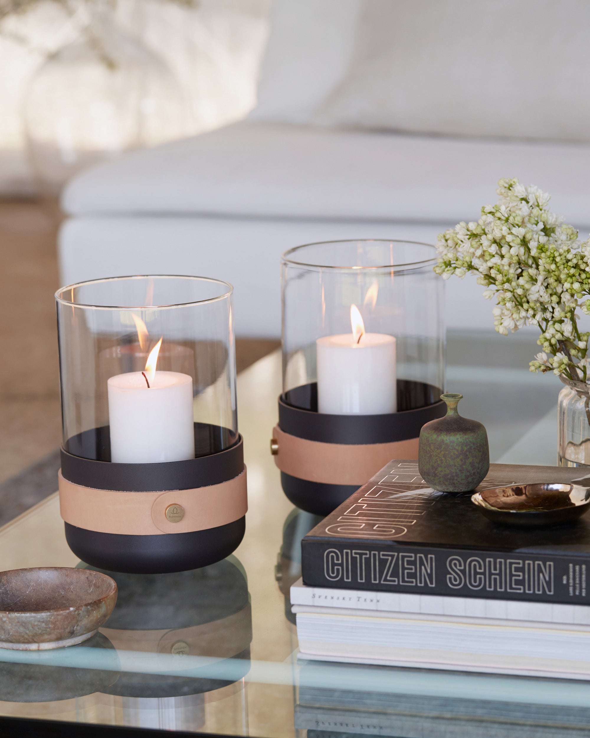 Eldvarm Emma Lantern - Naturel in a styled interior setting