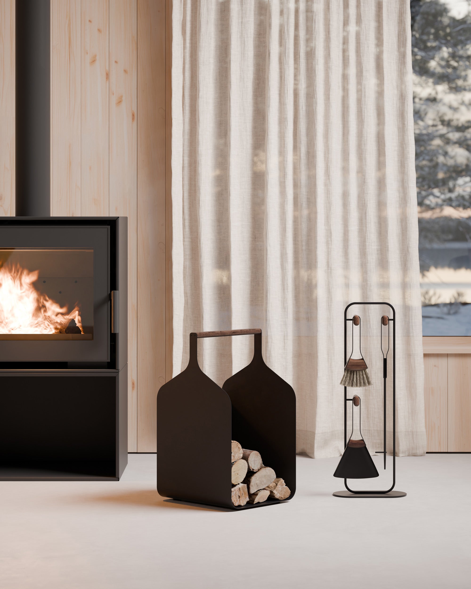 Eldvarm Fumi Companion Set - Noir in a styled interior setting