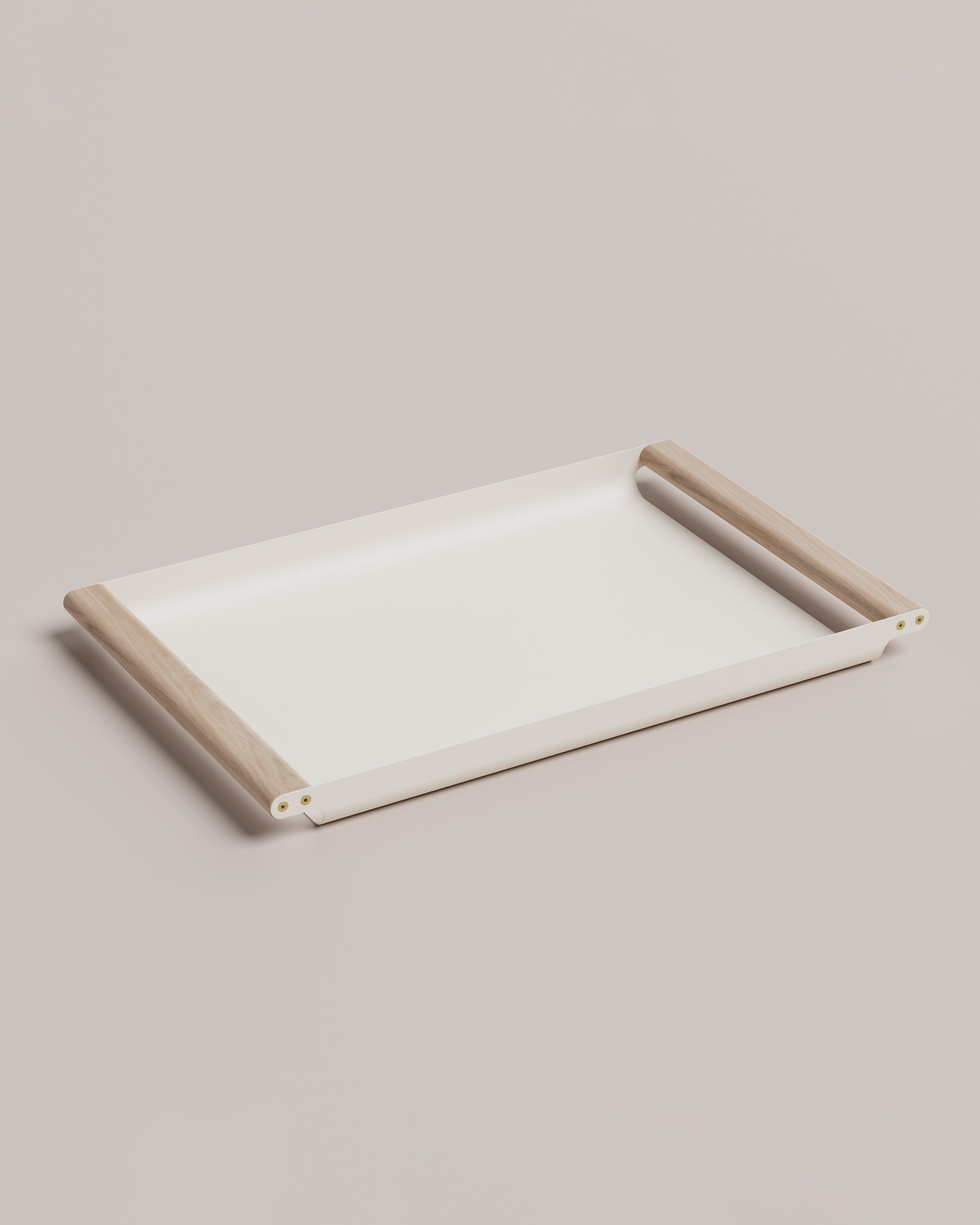 Eldvarm Fumi Tray Large - Blanc, large serving tray in powder-coated steel with wood handles