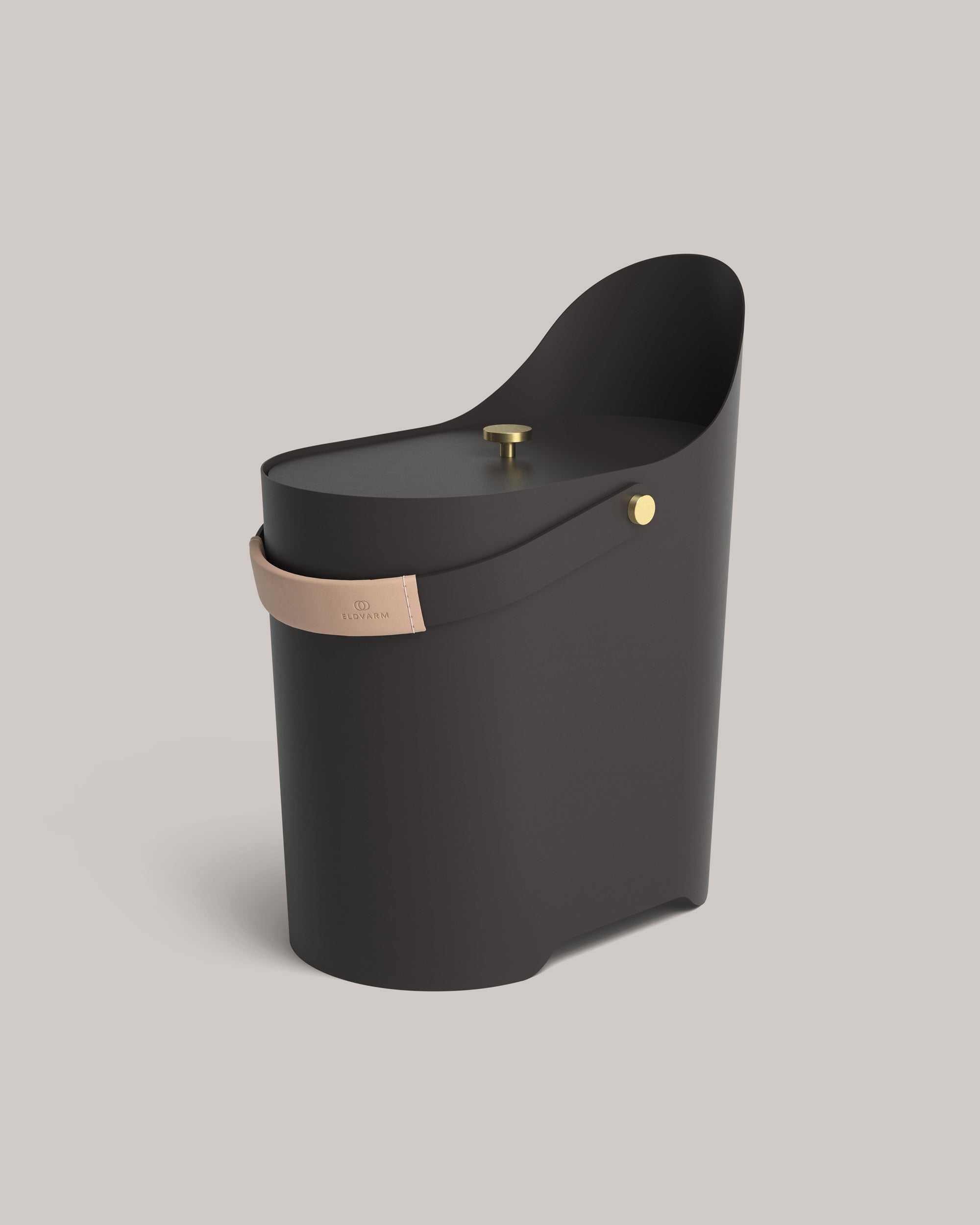 Eldvarm Tilda Kindling & Ash Bucket - Naturel, kindling and ash bucket in powder-coated steel with leather handle and brass details