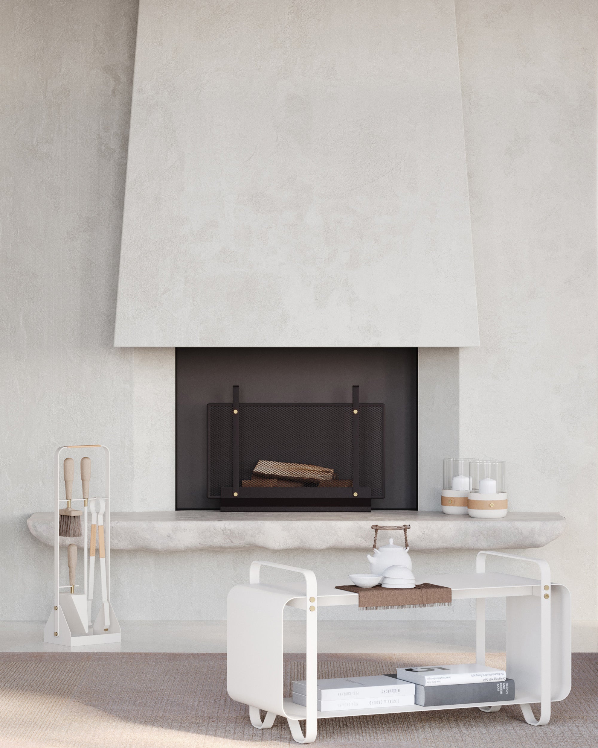 Eldvarm Emma Companion Set - Blanc in a styled interior setting