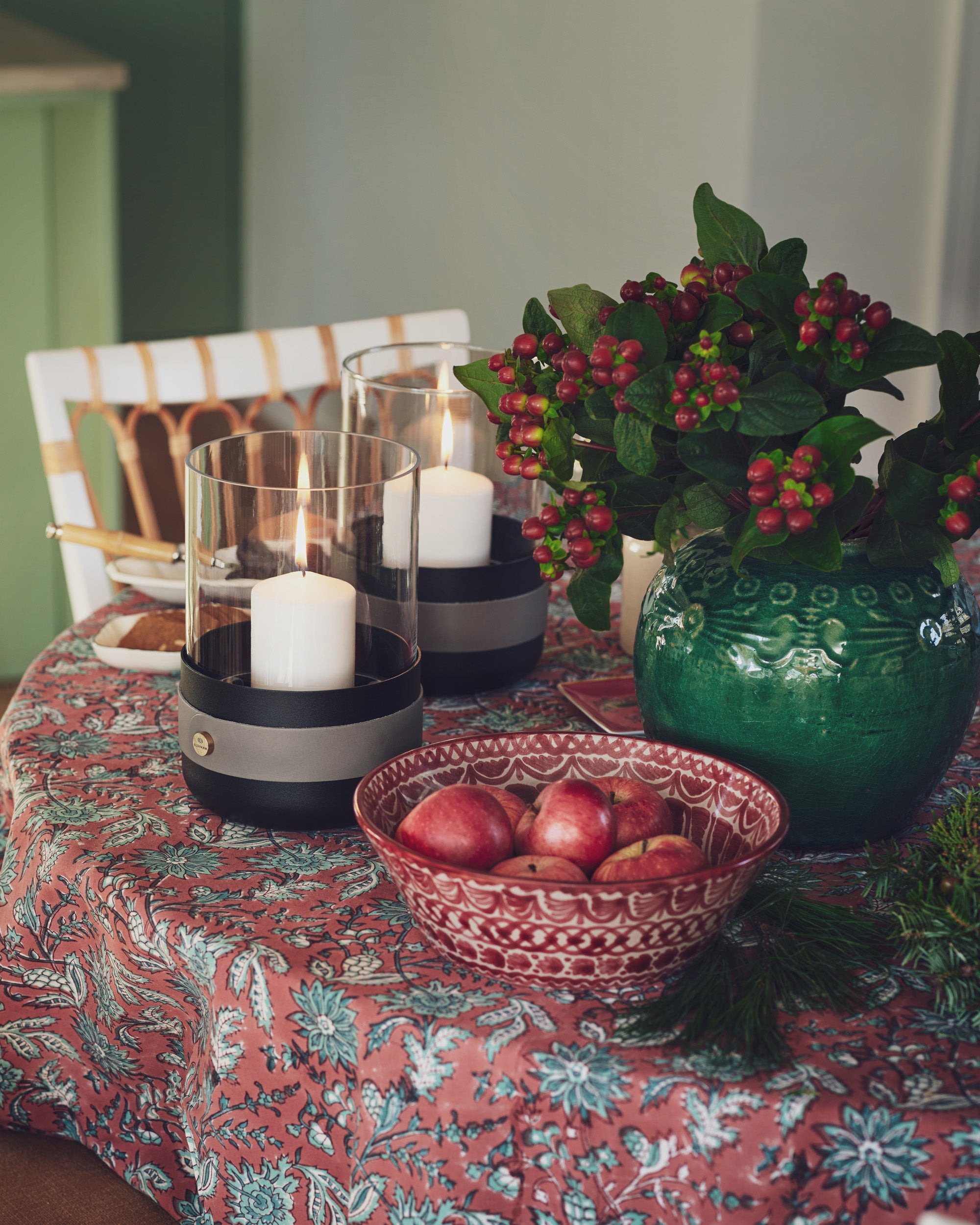 Eldvarm Emma Lantern - Graphite in a styled interior setting