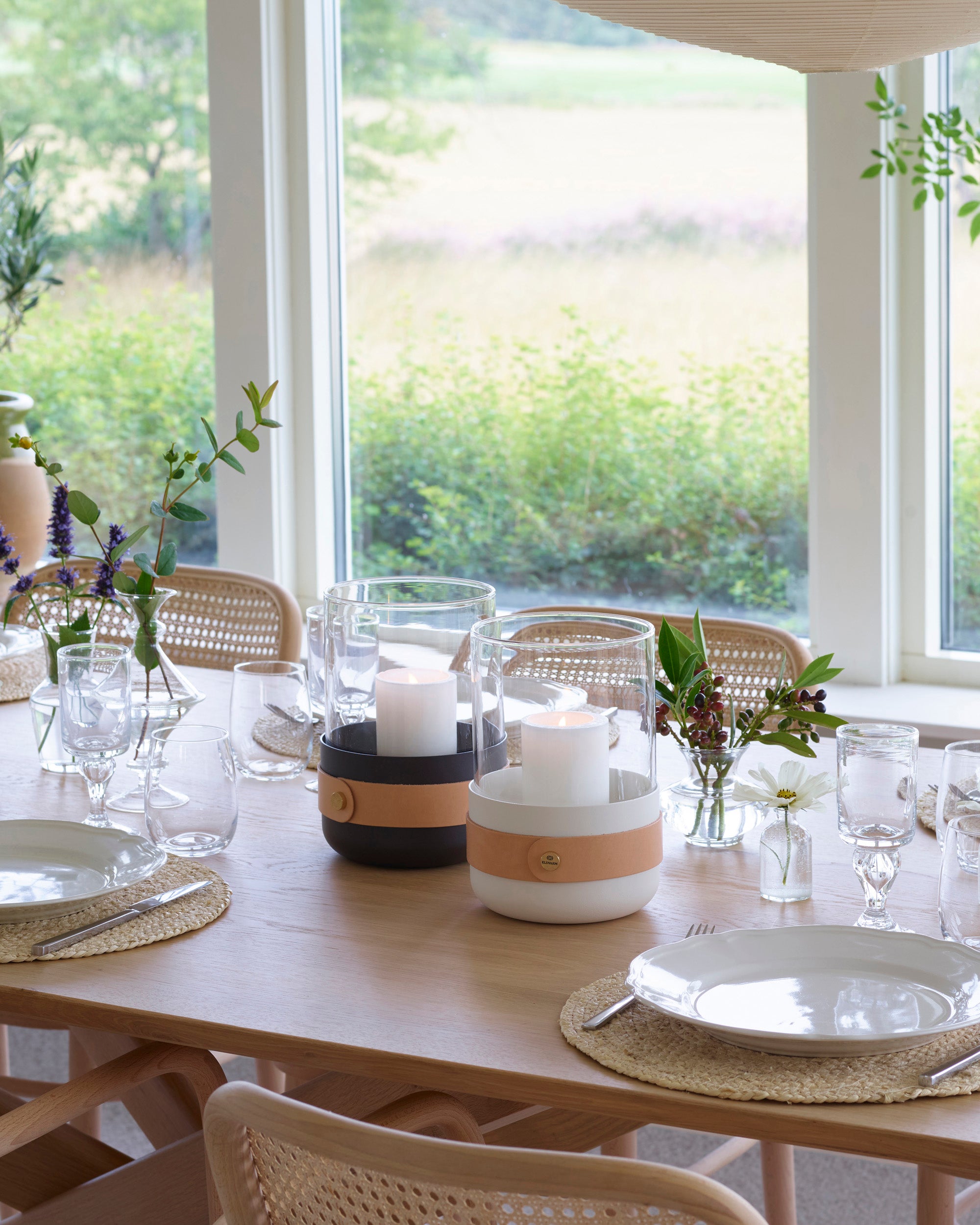 Eldvarm Emma Lantern - Blanc in a styled interior setting