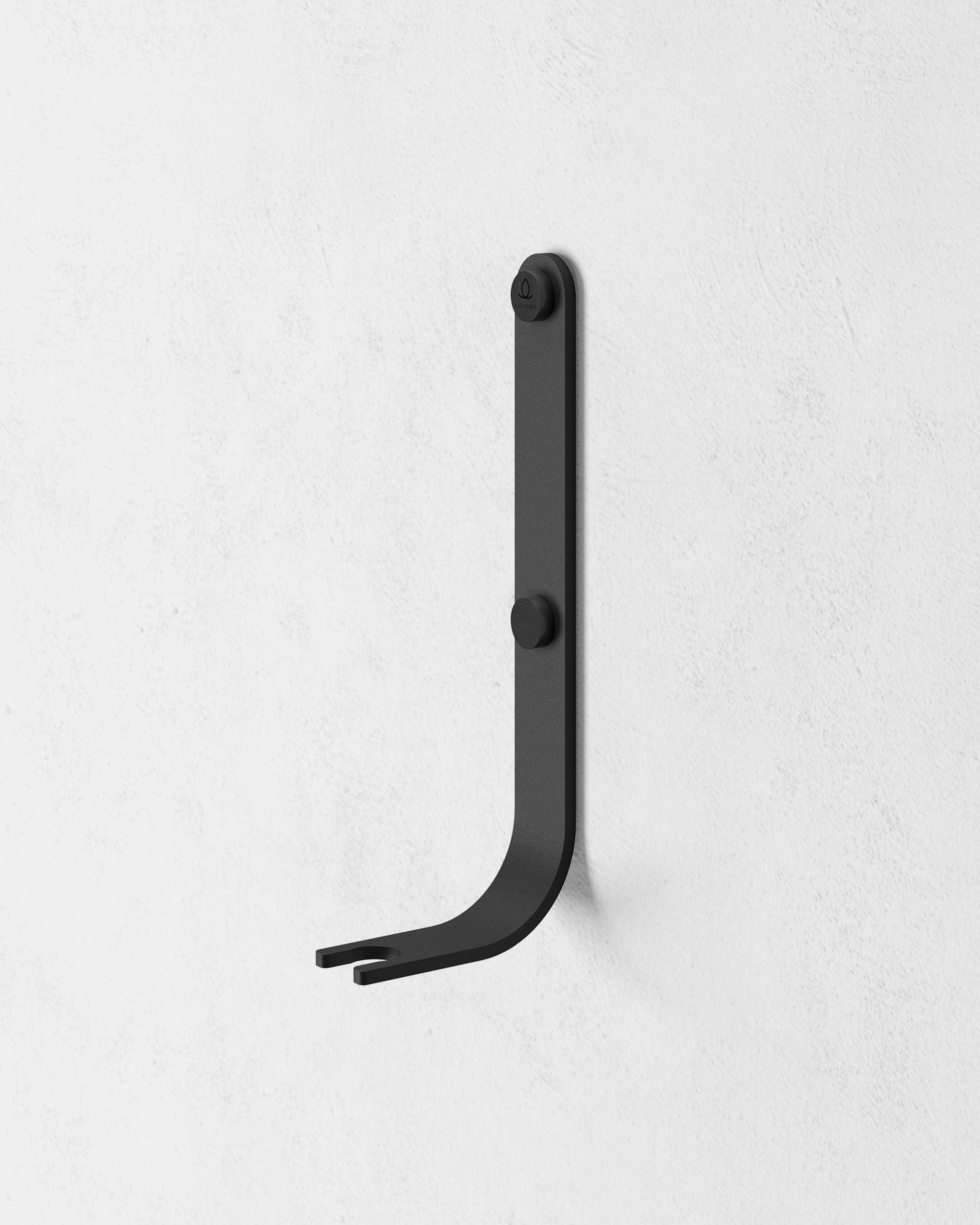 Eldvarm Emma Wall Hook - Noir, wall-mounted hook for fireplace tools in steel