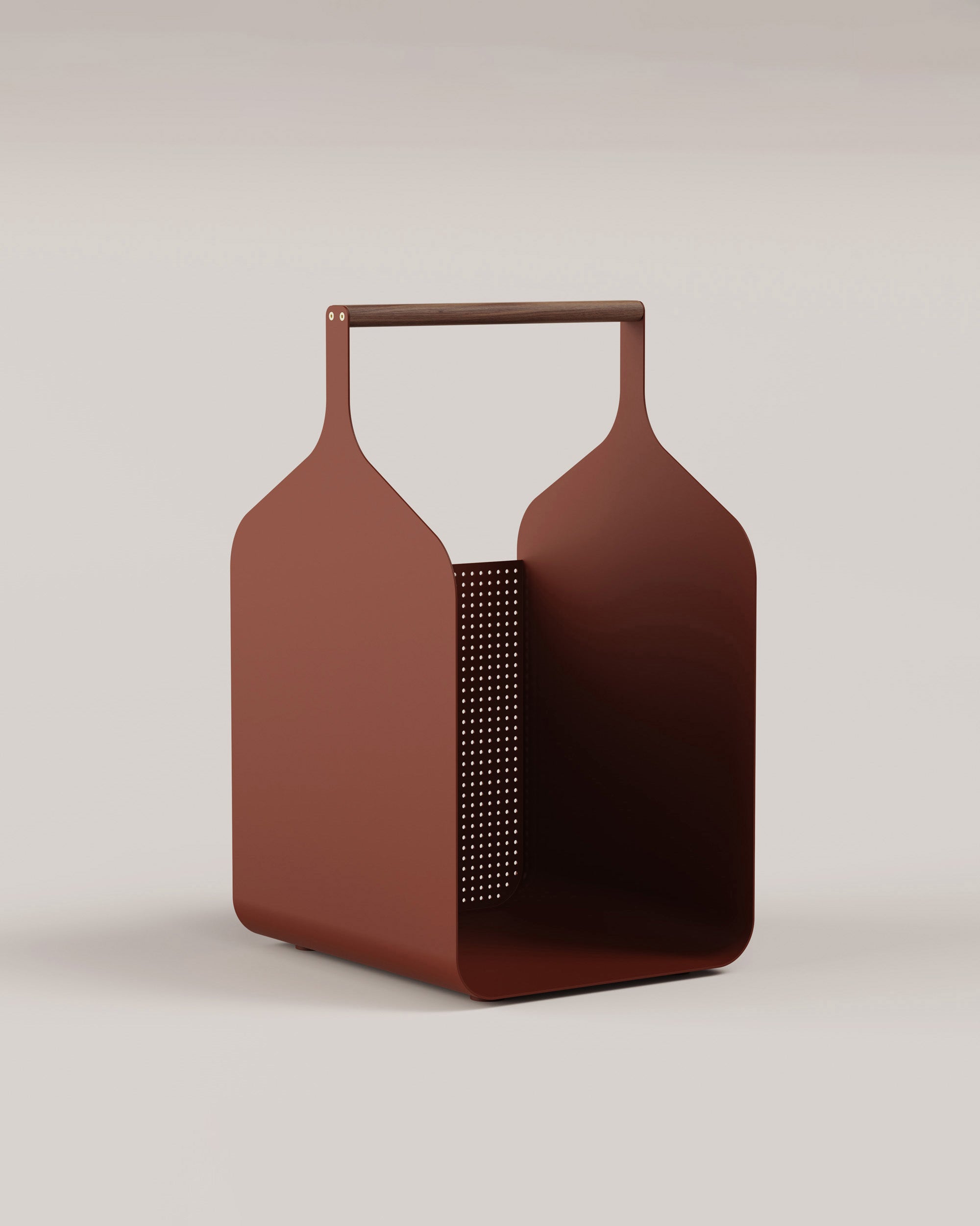 Eldvarm Fumi Log Holder - Terre, log holder in powder-coated steel with wood handles