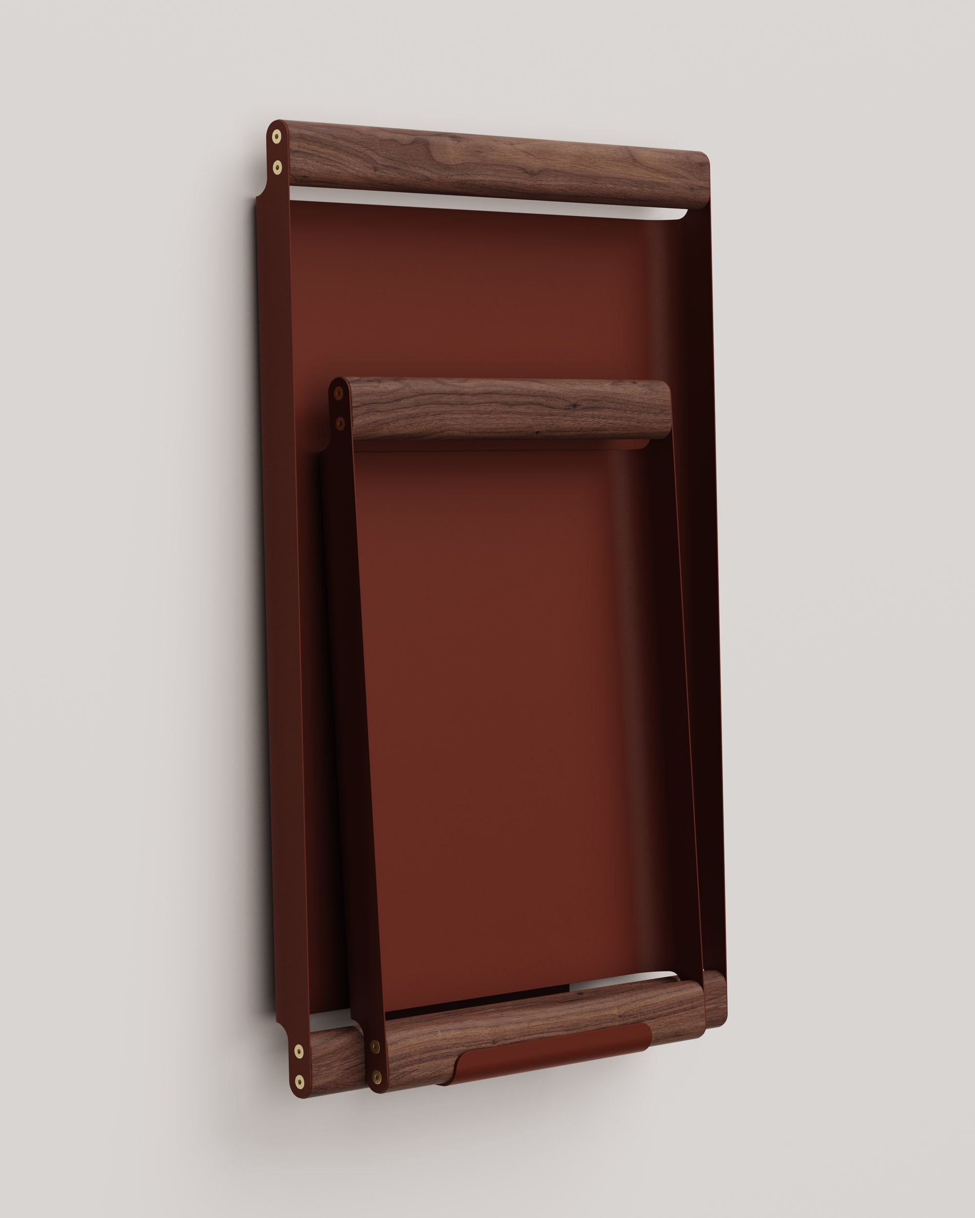 Eldvarm Fumi Shelf - Terre with Small and Large Fumi Trays on a neutral background