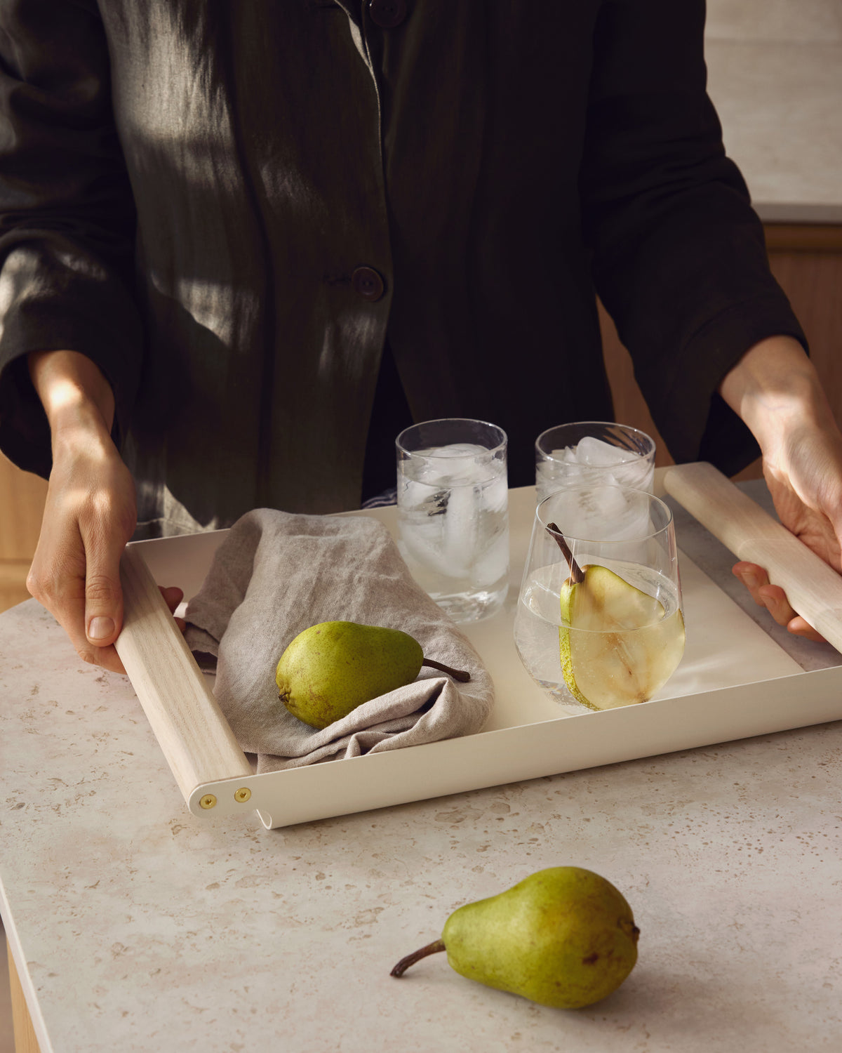 Eldvarm Fumi Tray Large - Blanc in a styled interior setting