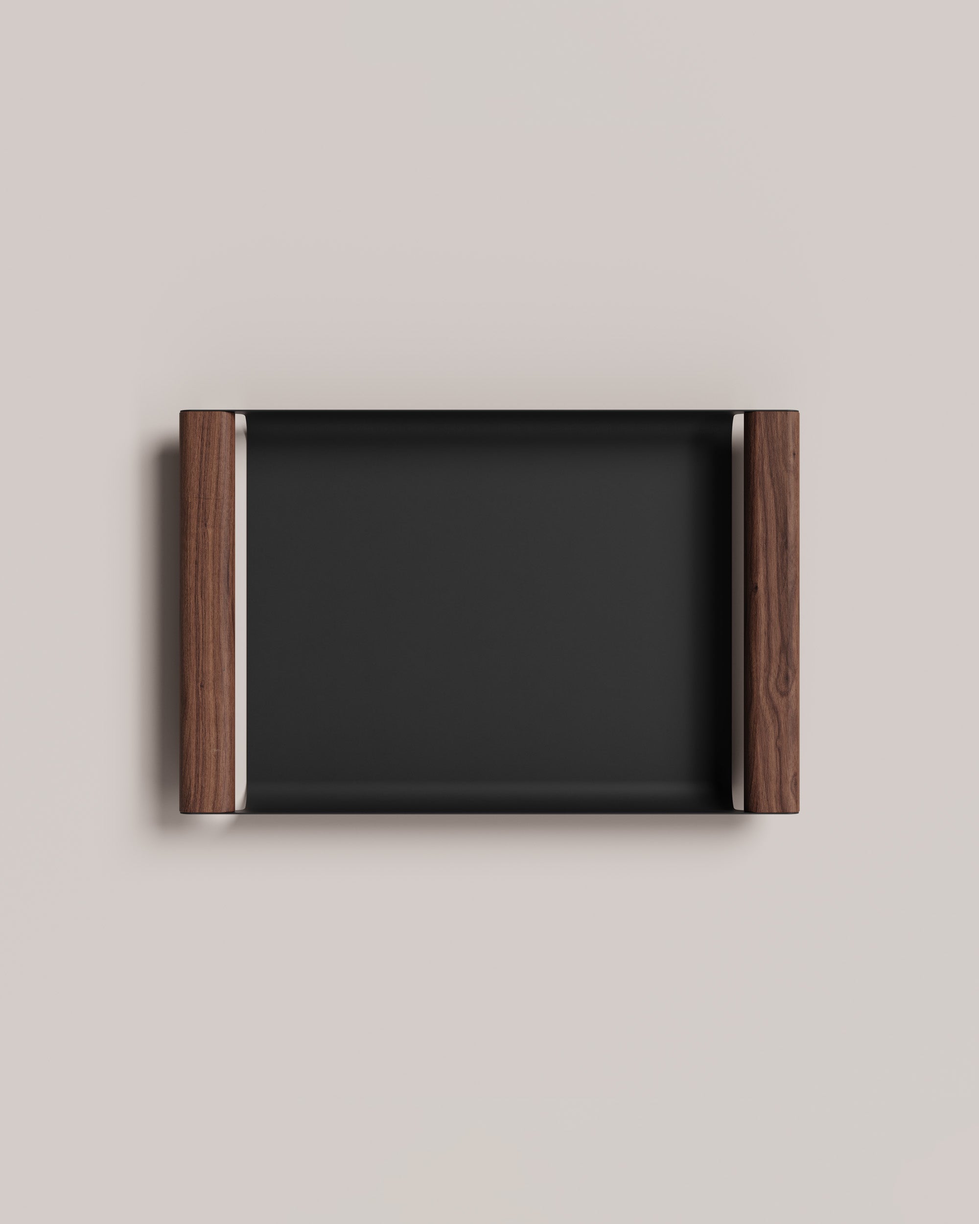 Eldvarm Fumi Tray Small - Noir, small serving tray in powder-coated steel with wood handles