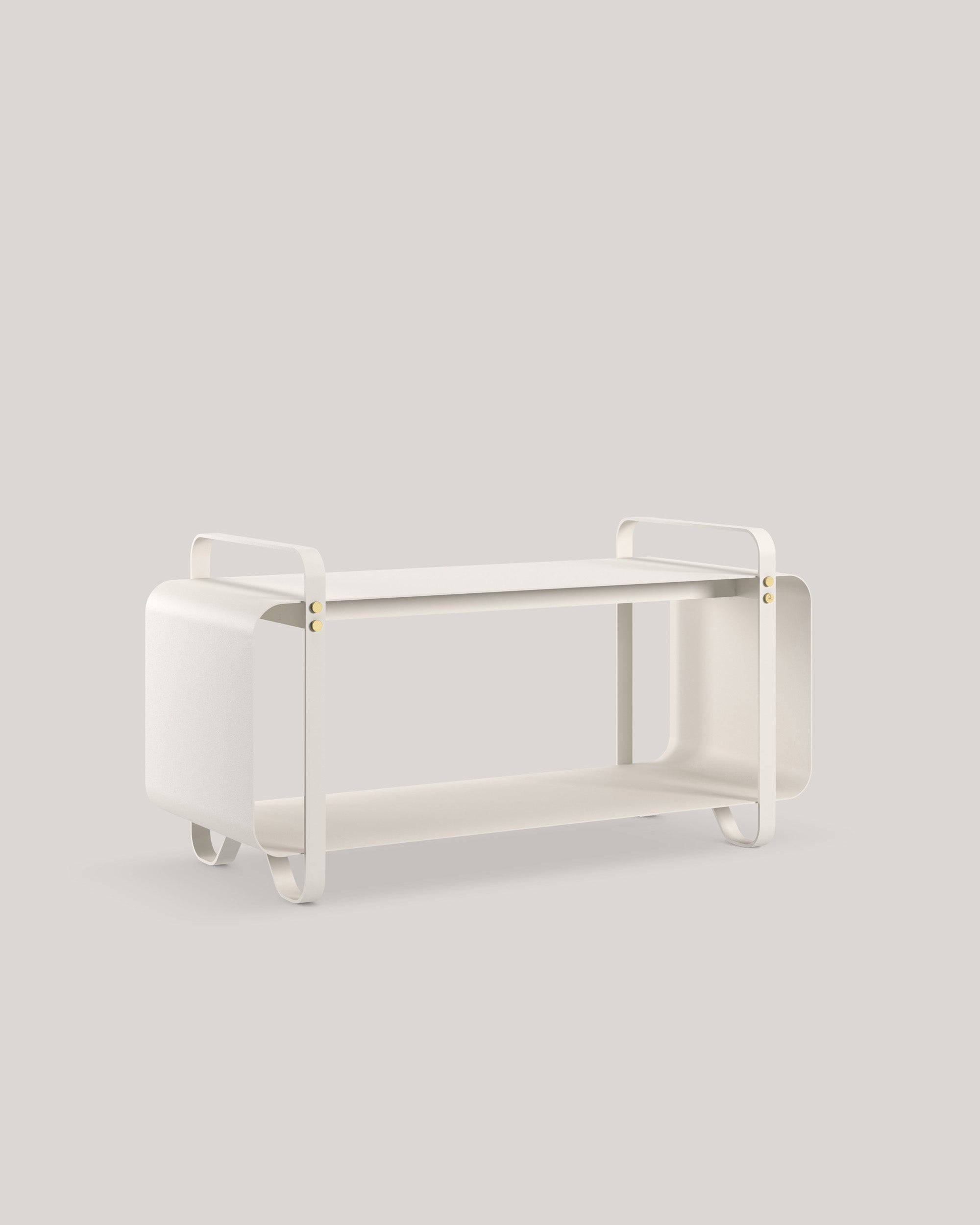 Eldvarm Ninne Bench - Blanc, steel bench for firewood storage and seating