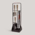 Havane: Dark grey metal, brown red leather, walnut, brass
