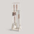 Blanc: White metal, beige leather, beech, brass