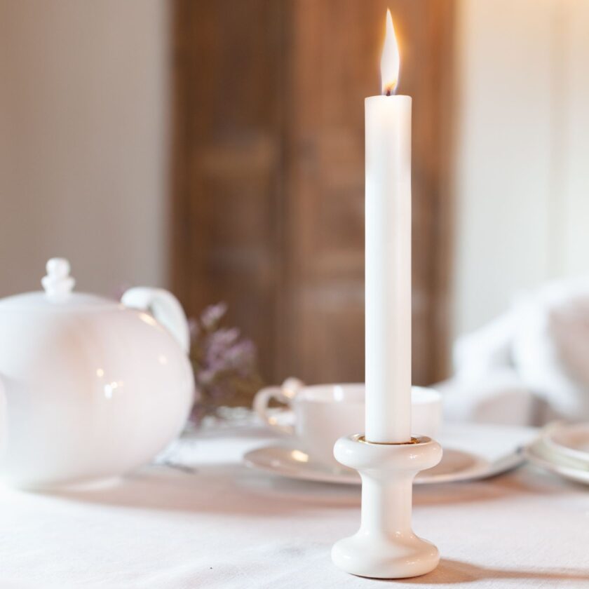 The Lucie Candle Holder in Blanc, a white gloss. This is the short version.
