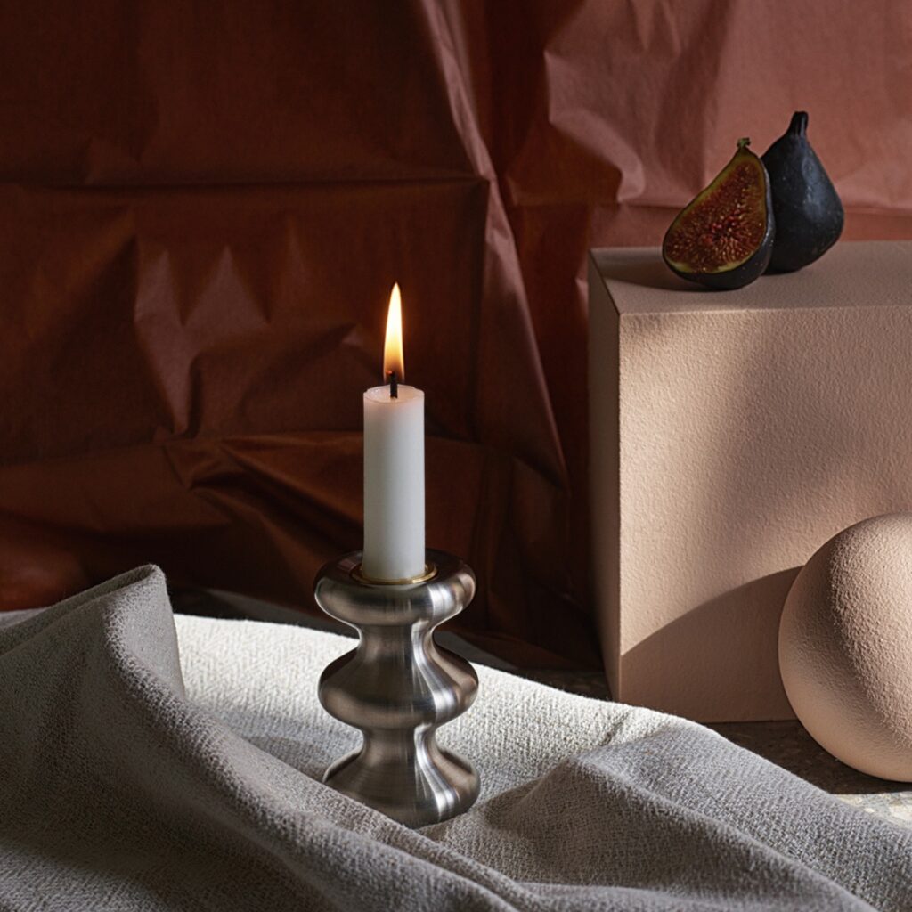 LouLou Candleholder in solid brushed stainless steel
