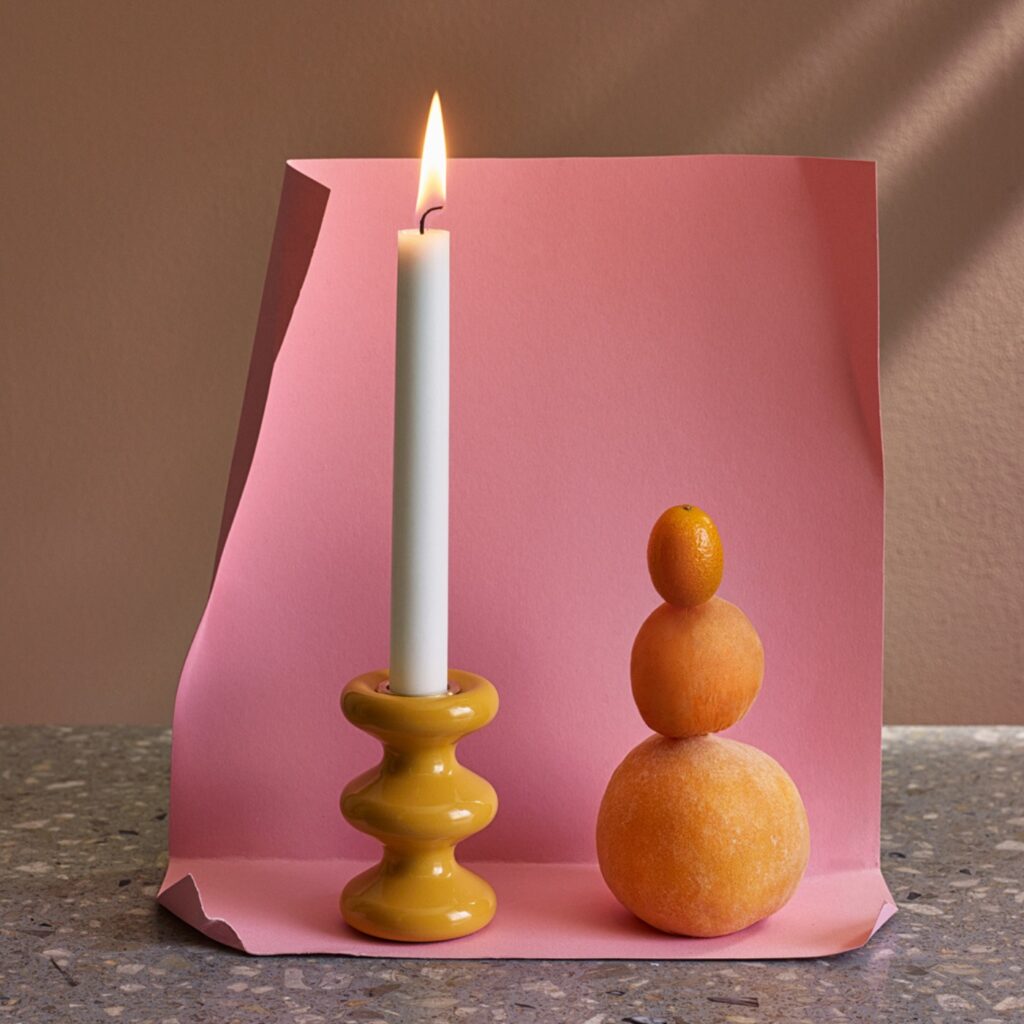 LouLou Candleholder designed by Charles Kalpakian, shown here in the yellow version