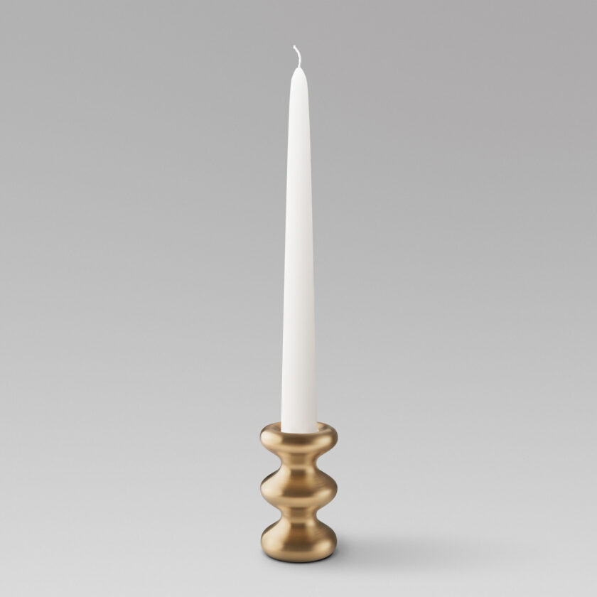 LouLou in Brass with an unlit candle.