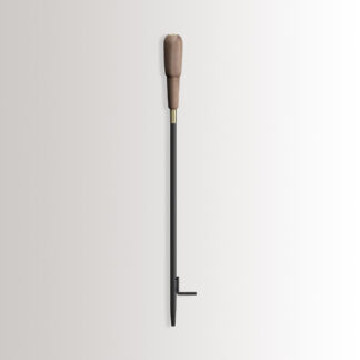 Emma Blow Poker in Graphite combines charcoal black powder-coated steel, with a walnut wood handle and brass details.