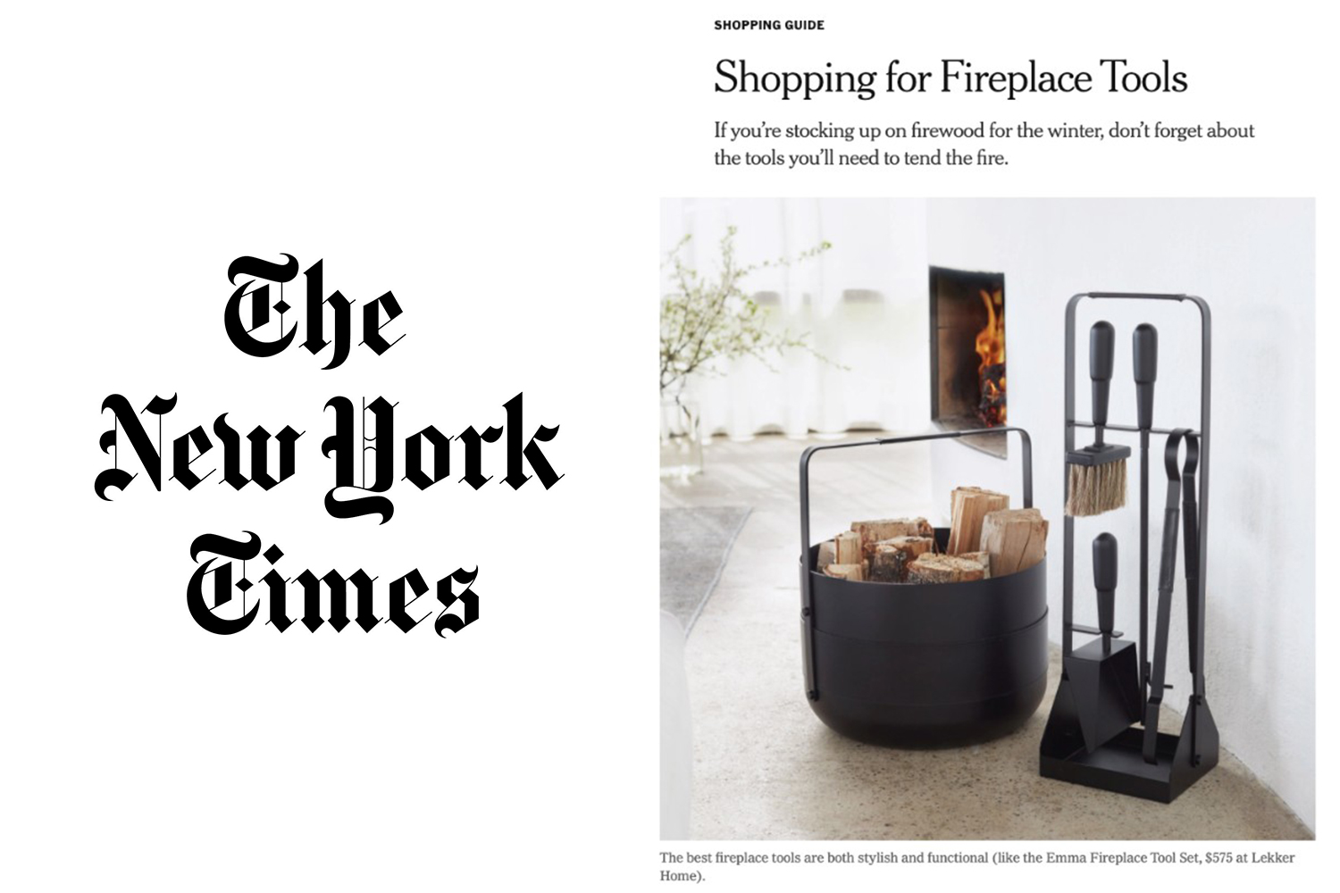 Screenshot of New York Times article showing the Emma Companion Set and Basket in Noir.