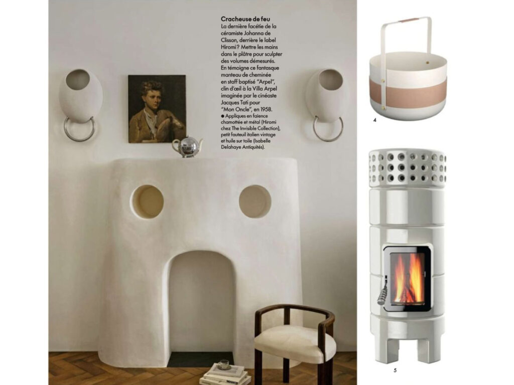 An article in Elle Decoration France's December 2024 issue  featuring the Blanc version of the Emma Basket.