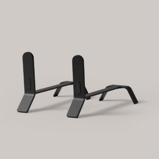 A pair of black Cooper Fire Dogs, andirons to be used in the fireplace.