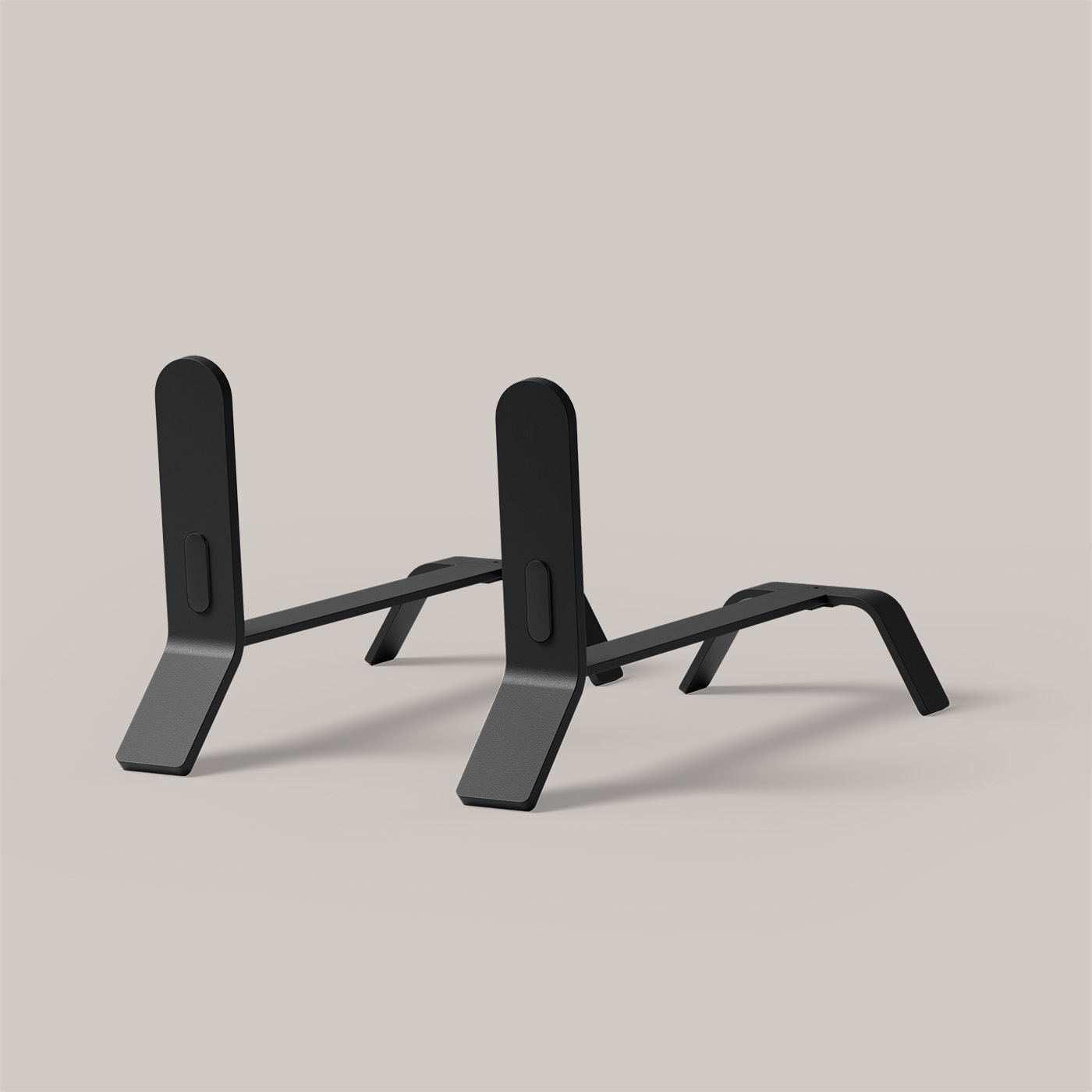 A pair of black Cooper Fire Dogs, andirons to be used in the fireplace.