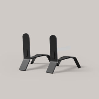 A pair of black Cooper Fire Dogs, andirons to be used in the fireplace.