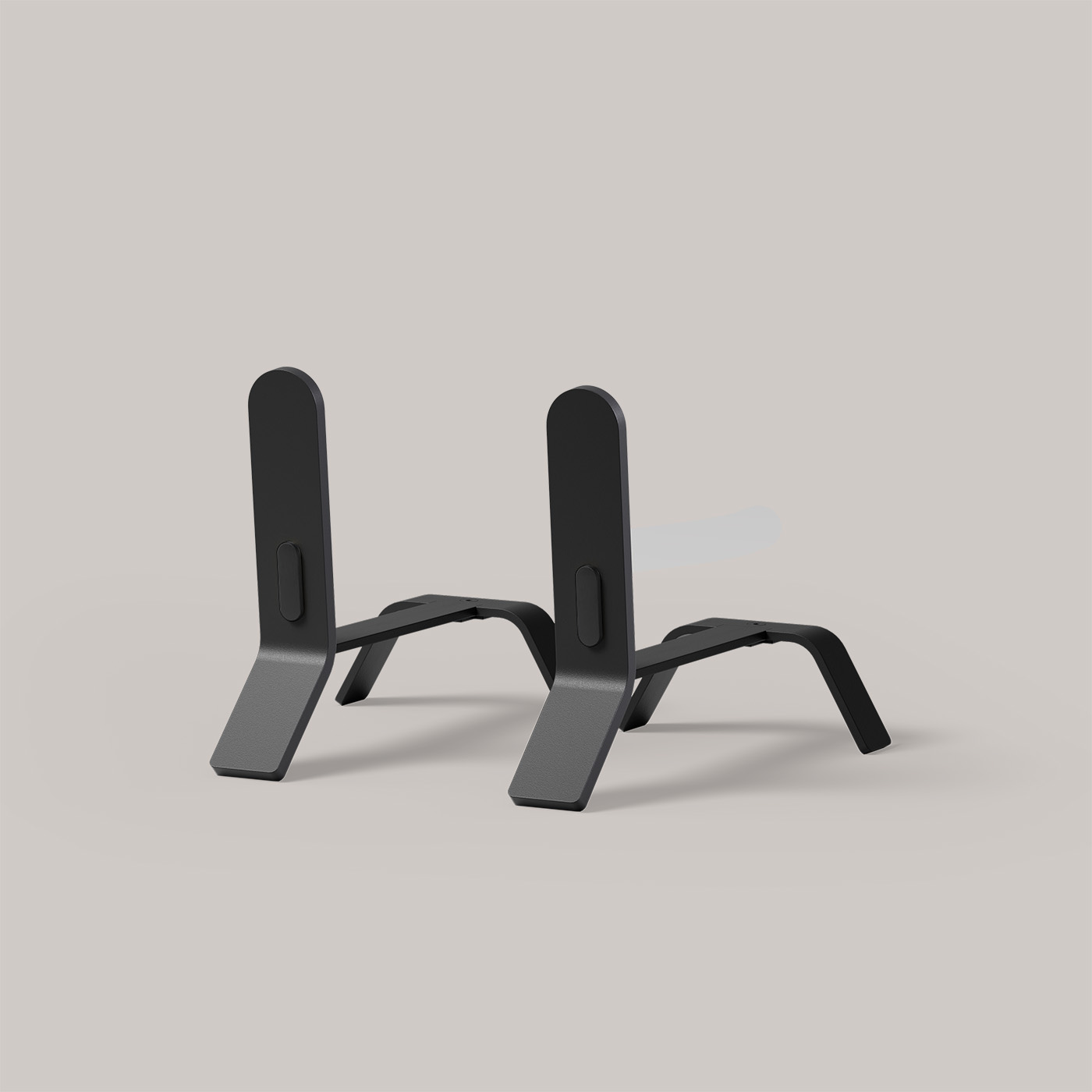 A pair of black Cooper Fire Dogs, andirons to be used in the fireplace.