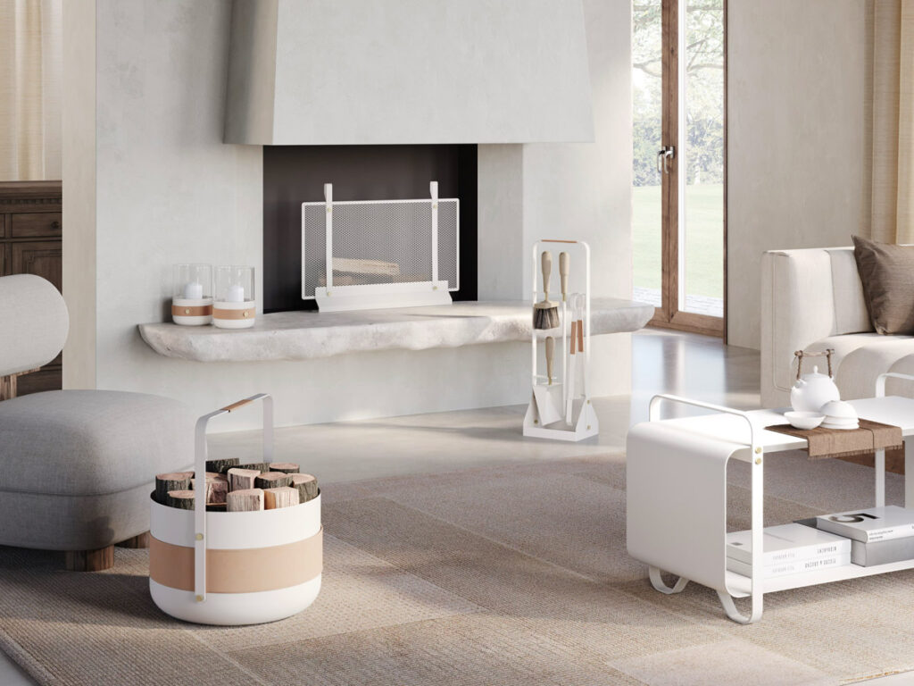 Fireplace accessories in white colour