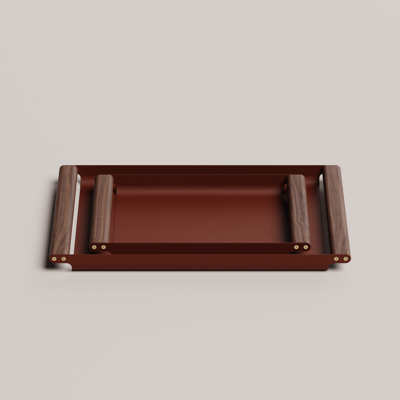 A pair of Fumi Trays in Terre colour, small and large