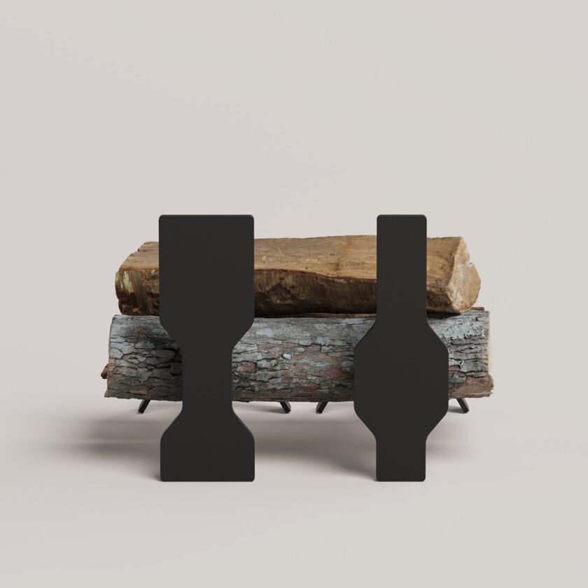 Odo Fire Dogs, side view with logs