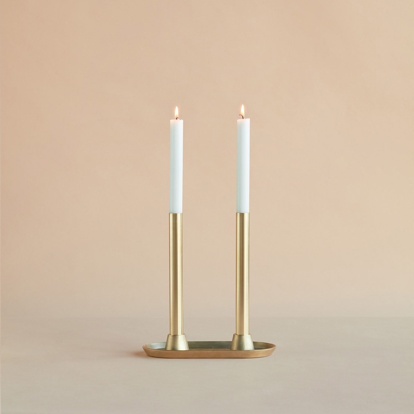 Reflet II Candleholder, with lit candles